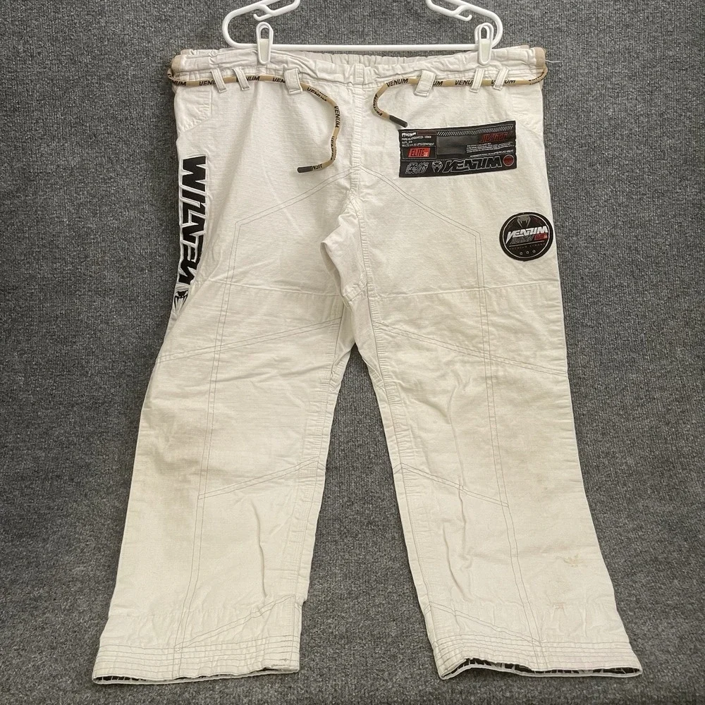 Venum BJJ Gi Pants Mens A4 White Red Ripstop Brazilian Jiu Jitsu Training MM
